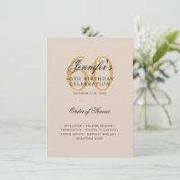 Elegant 60th Birthday Program Gold Menu Champagne 