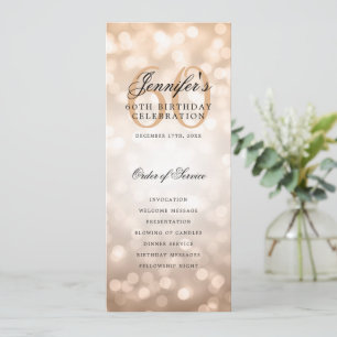 Elegant 60th Birthday Program Rose Gold Bokeh Invitation