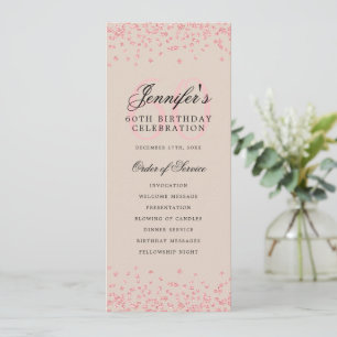 Elegant 60th Birthday Program Rose Gold Champagne Invitation