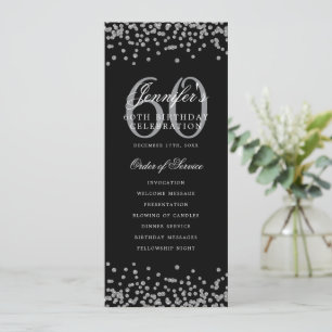 Elegant 60th Birthday Program Silver Black  Invitation