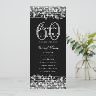 Elegant 60th Birthday Program Silver w/ Thank You Invitation