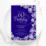 Elegant 60th Birthday Purple Silver Roses Invitation<br><div class="desc">Purple silver floral 60th birthday party invitation. Elegant design featuring roses,  faux silver foil and typography script font. Trendy invite card perfect for a stylish female bday celebration. Can be customised to any age. Personalise with your own details. Printed Zazzle invitations or instant download digital printable template.</div>
