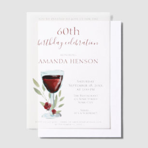 Elegant 60th Birthday Red Wine Surprise Birthday  Vellum Invitations