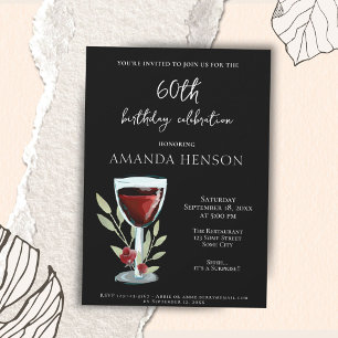 Elegant 60th Birthday Red Wine Surprise Party Invitation