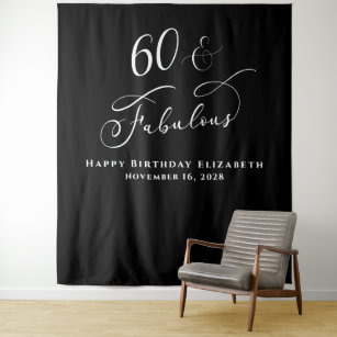 Elegant 60th Black Birthday Party Tapestry