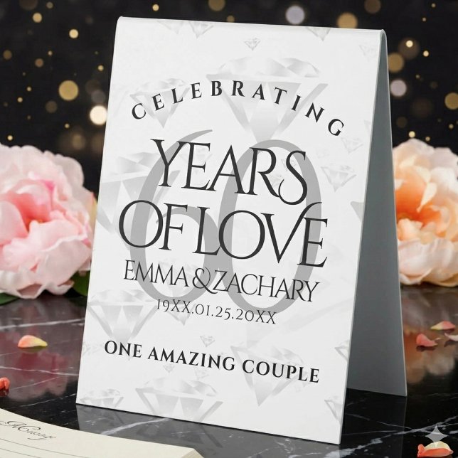 Elegant 60th Diamond Wedding Anniversary (Elegant 60th Diamond Wedding Anniversary Table Tent Cover Photo)