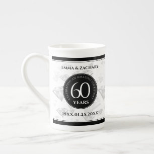 Elegant 60th Diamond Wedding Anniversary Bone China Mug
