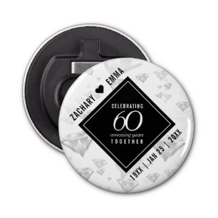 Elegant 60th Diamond Wedding Anniversary Bottle Opener