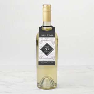 Elegant 60th Diamond Wedding Anniversary Bottle Tag