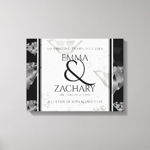 Elegant 60th Diamond Wedding Anniversary Canvas Print