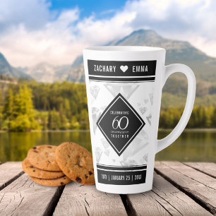 Elegant 60th Diamond Wedding Anniversary Latte Mug