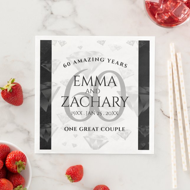 Elegant 60th Diamond Wedding Anniversary Napkin (Insitu)