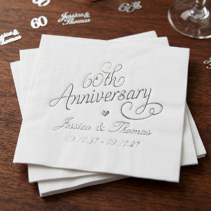 Elegant 60th Diamond Wedding Anniversary Real Foil Napkins