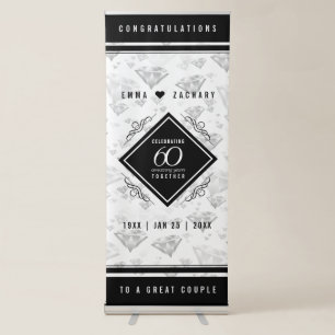 Elegant 60th Diamond Wedding Anniversary Retractable Banner