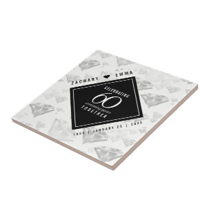 Elegant 60th Diamond Wedding Anniversary Tile