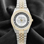 Elegant 60th Diamond Wedding Anniversary Watch<br><div class="desc">Celebrate the 60th diamond wedding anniversary with this commemorative watch! Elegant black and white lettering with stylized diamond confetti on a white background add a memorable touch for this special occasion and extraordinary milestone. Customize with couple's /initials,  and date of marriage.

Design © W.H. Sim. See more at zazzle.com/expressionsoccasions</div>