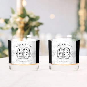 Elegant 60th Diamond Wedding Anniversary Whiskey Glass