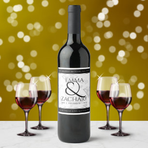 Elegant 60th Diamond Wedding Anniversary Wine Label