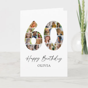 Elegant 60th Photo Collage Birthday Card