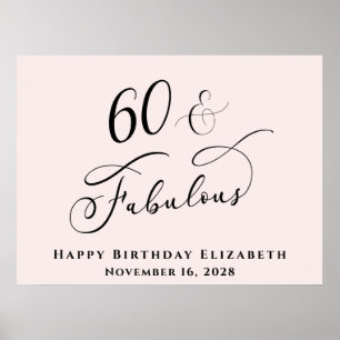 Elegant 60th Pink Birthday Party Poster