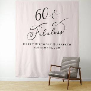 Elegant 60th Pink Birthday Party Tapestry