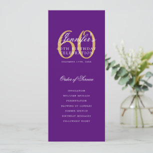 Elegant 60th Program Gold Purple Menu+Thank You Invitation