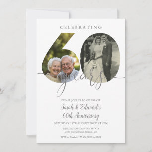 Elegant 60th Wedding Anniversary 2 Photo Invitation