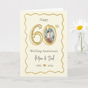 Elegant 60th Wedding Anniversary Card - Mum & Dad 