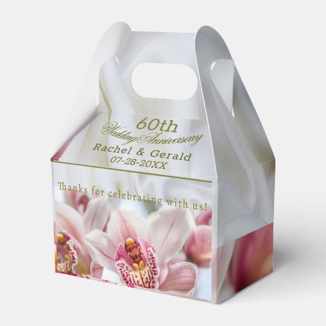 Elegant 60th Wedding Anniversary Favour Box (Front Side)