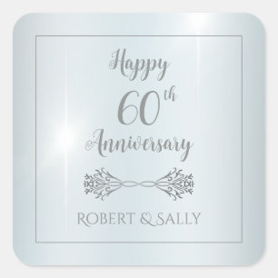 Elegant 60th Wedding Anniversary Party Favour Square Sticker