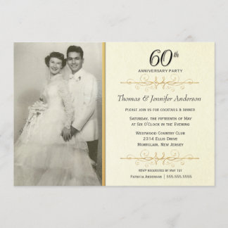 Elegant 60th Wedding Anniversary Party Invitations