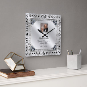 Elegant 60th Wedding Anniversary Photo Clock