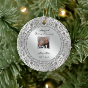 Elegant 60th Wedding Anniversary Photo Ornament
