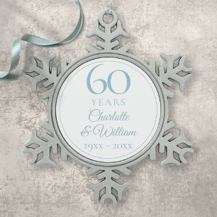Elegant 60th Wedding Anniversary Snowflake Pewter Christmas Ornament