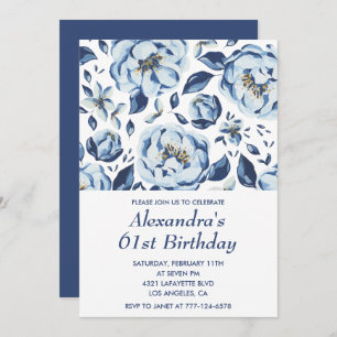 Elegant 61st birthday invitations Floral Vintage