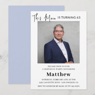 Elegant 63rd birthday invitations Men Photo