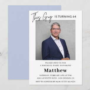 Elegant 64th birthday invitations Men Photo