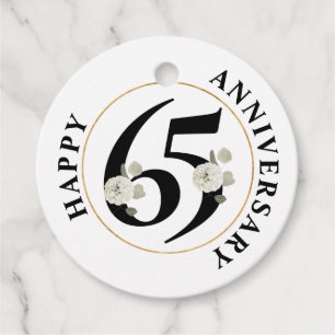 Elegant 65th Anniversary Floral Favour Tags