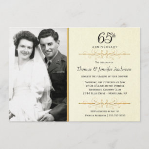 Elegant 65th Anniversary Invitations with Photo