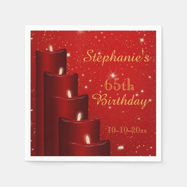 Elegant 65th Birthday Candles With Sparkle Napkin (Front)