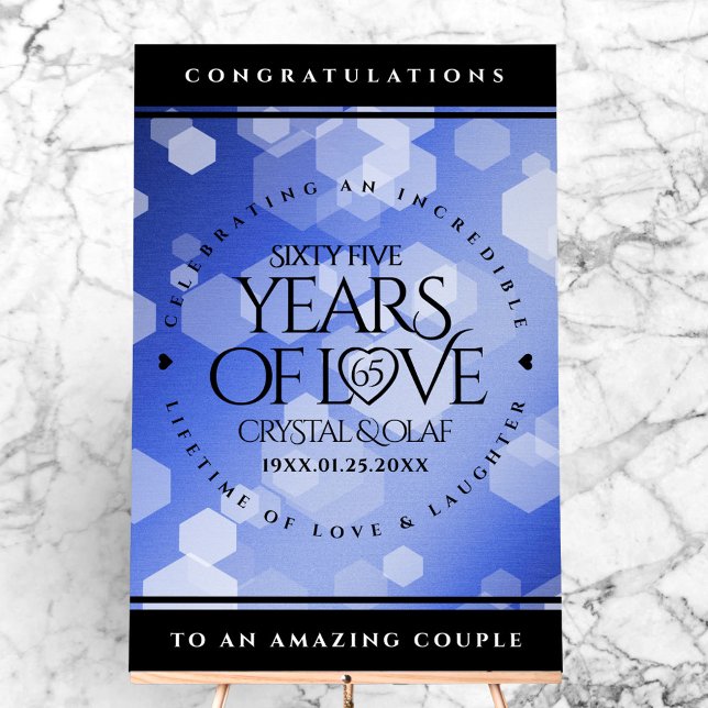 Elegant 65th Blue Sapphire Wedding Anniversary Acrylic Sign (Elegant 65th Blue Sapphire Wedding Anniversary Acrylic Sign Cover Photo)