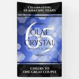 Elegant 65th Blue Sapphire Wedding Anniversary Banner