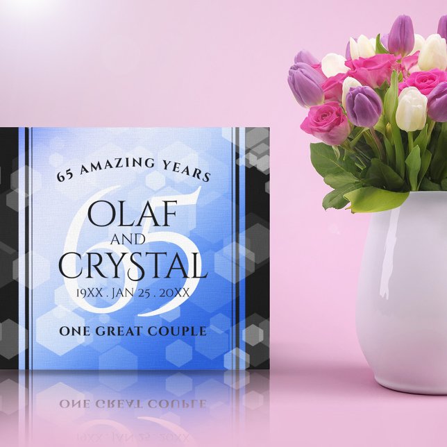 Elegant 65th Blue Sapphire Wedding Anniversary Canvas Print (Creator Uploaded)