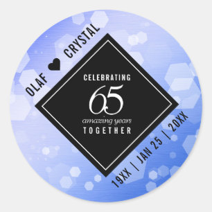 Elegant 65th Blue Sapphire Wedding Anniversary Classic Round Sticker