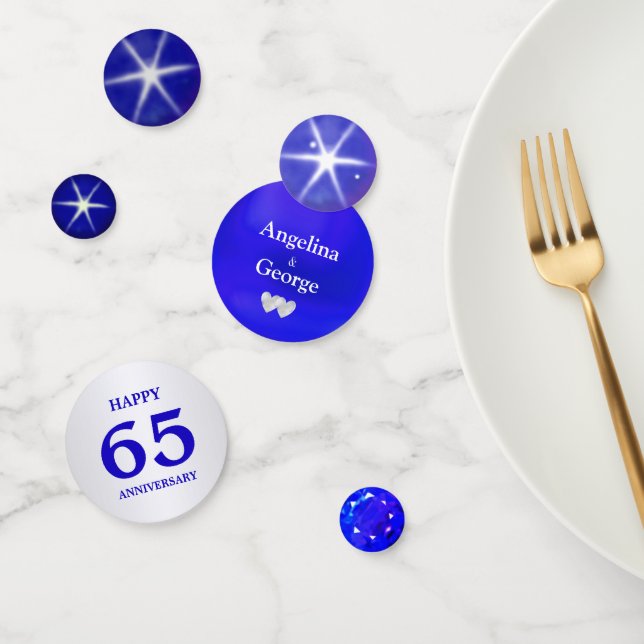 Elegant 65th Blue Sapphire Wedding Anniversary Confetti (Group)