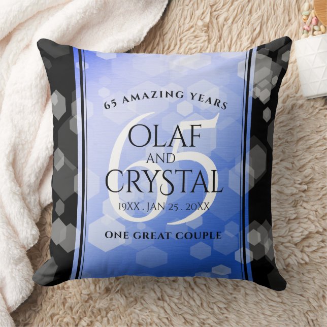 Elegant 65th Blue Sapphire Wedding Anniversary Cushion (Blanket)