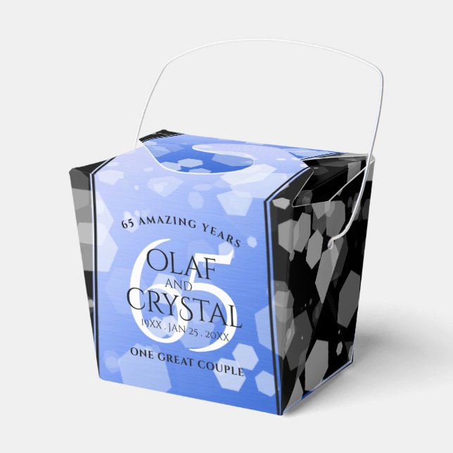 Elegant 65th Blue Sapphire Wedding Anniversary Favour Box (Front Side)