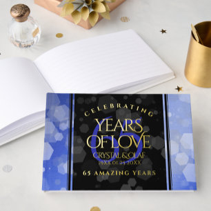 Elegant 65th Blue Sapphire Wedding Anniversary Guest Book