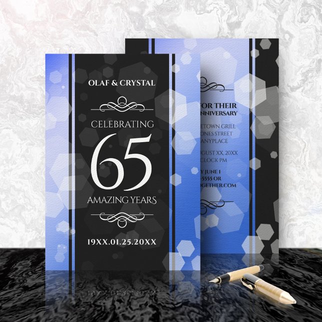 Elegant 65th Blue Sapphire Wedding Anniversary Invitation (Creator Uploaded)