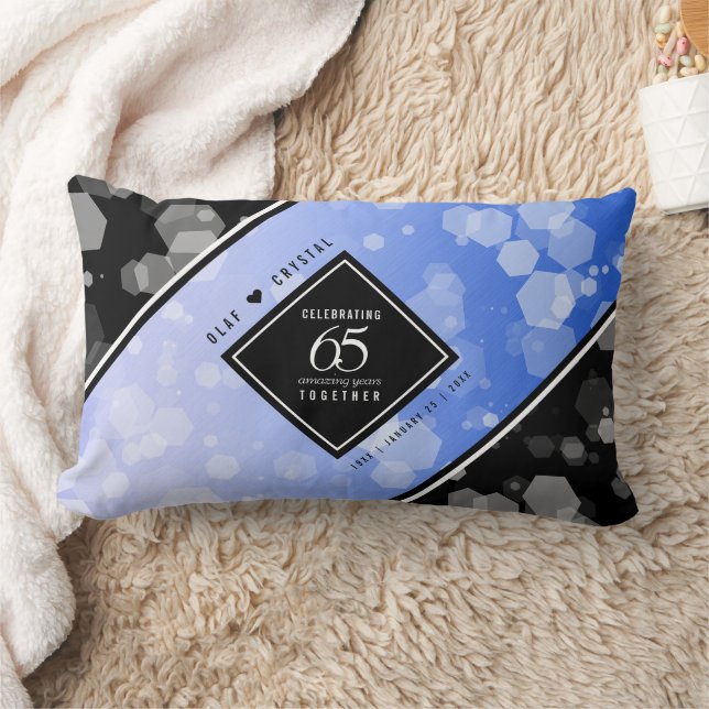 Elegant 65th Blue Sapphire Wedding Anniversary Lumbar Cushion (Blanket)